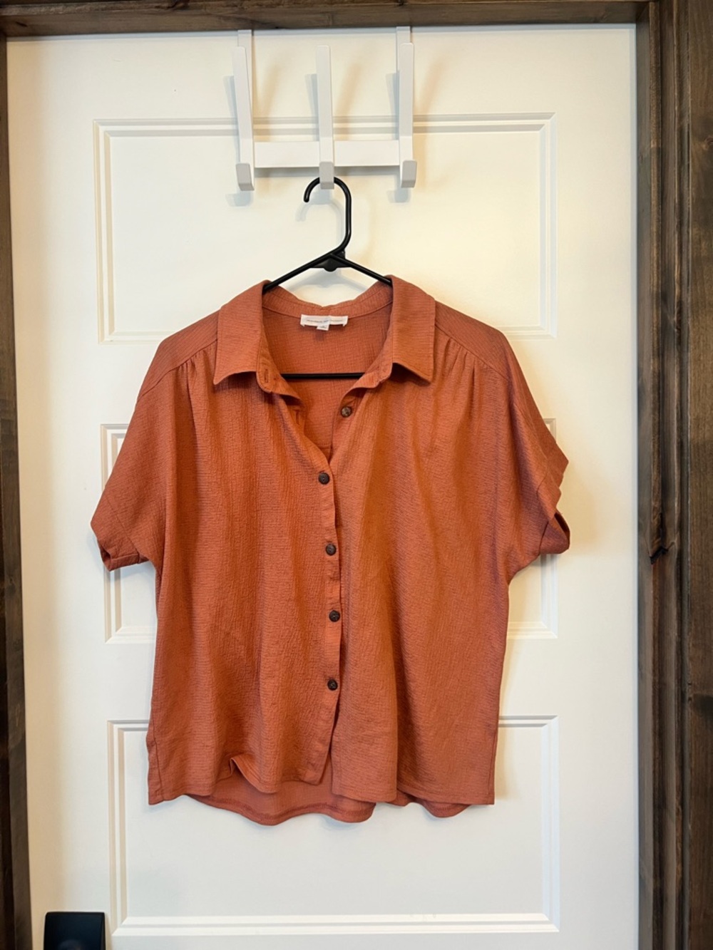 Rust Collared Button-Front Women’s Top